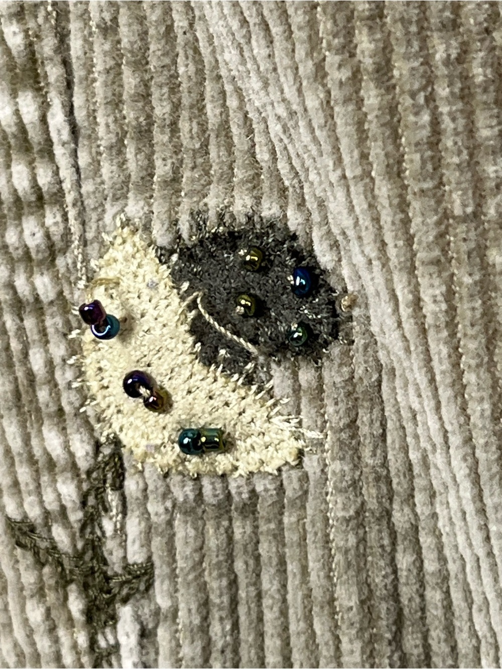 J.Jill green 100% cotton embroidered beaded corduroy straight leg pants, 10P. - Picture 7 of 10